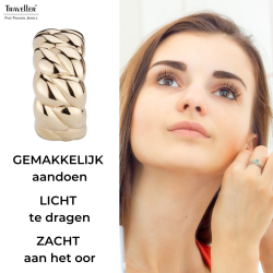 Traveller Clip Oorbellen - Goudkleurig - Halve Oorringen - Gevlochtend Struktuur - Verguld - 20x10 mm - 156926
