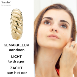 Traveller Clip Oorbellen - 22kt Verguld - Draai-effect- Goudkleurig - 20x7 mm - 157516