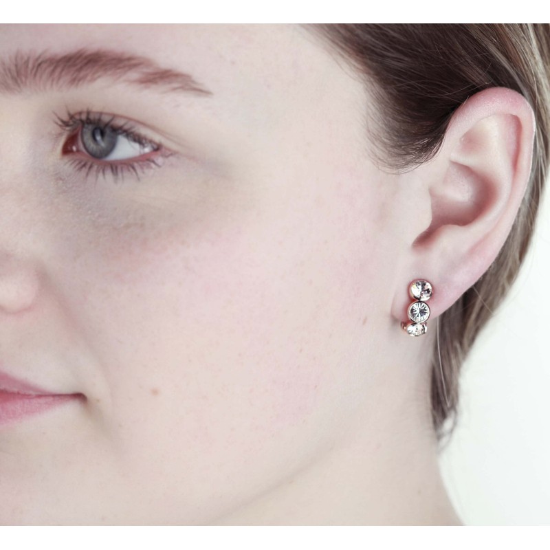 Traveller Clip-on Earrings - Gold coloured - Preciosa Crystals - 22ct Gold plated - 14x6 mm