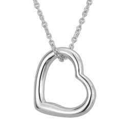 Traveller Pendant with chain Rhodium plated Heart - 38-44cm - 157265