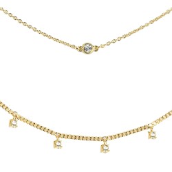 Traveller Collier - Vergoldet - Swarovski Kristalle - 40+5cm