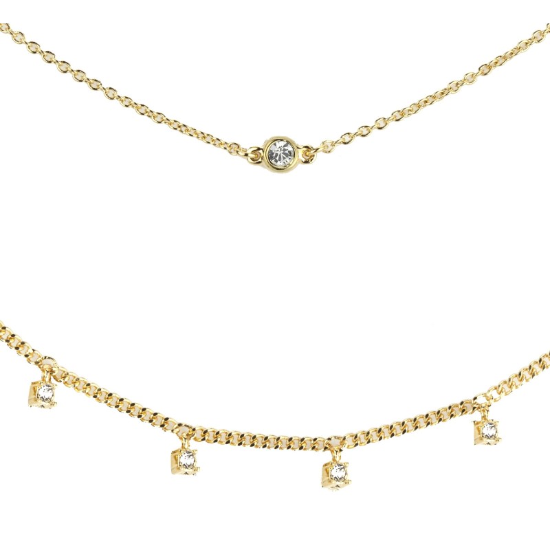 Traveller Collier - Vergoldet - Swarovski Kristalle - 40+5cm