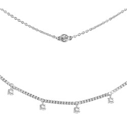Traveller Dames Ketting - Zilverkleurig - Swarovski Kristallen - Geplatineerd - 40+5cm