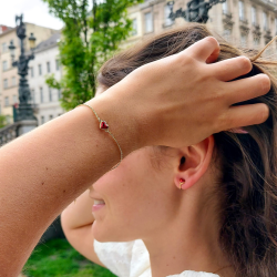 Grossé Clip-on Earrings - Pop Heart - Gold Coloured - Enamel - Red - Gold Plated - 8x7 mm - GA61738