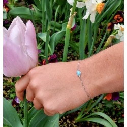 Grossé Armband - Pop Heart - Silberfarbe - Emaille Herz - Hell Blau - Platiniert - 16+3 cm