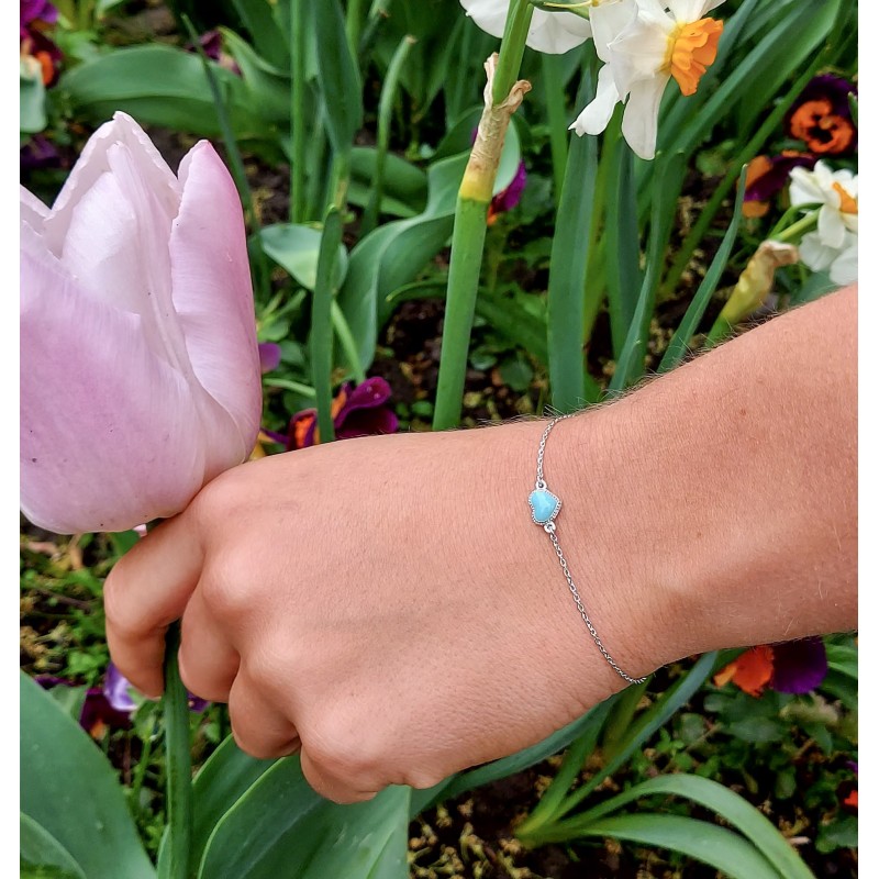 Grossé Armband - Pop Heart - Zilverkleurig - Emaille Hart - Licht Blauw - Geplatineerd - 16+3 cm - GA10814