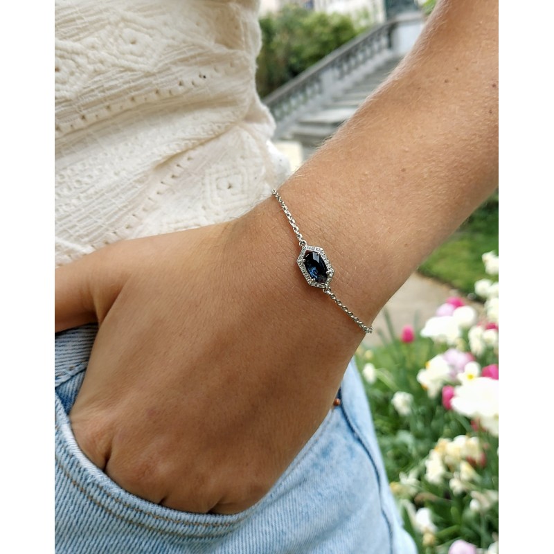 Grossé Armband - Jelly Beans - Silberfarbe - Kristalle - Blau - Platiniert - 16+3 cm - GA10808P