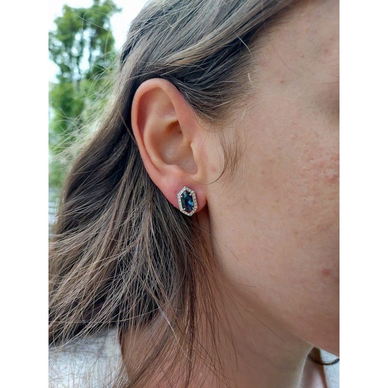 Grossé Clip-on Earrings - Jelly Beans - Silver Coloured - Crystal - Blue - Platinum Plated - 15x9 mm - GA61730P