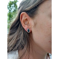 Grossé Earrings - Jelly Beans - Silver Coloured - Crystal - Blue - Platinum Plated - 15x9 mm