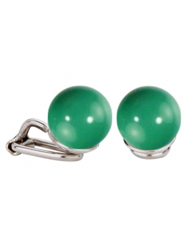 Traveller Clip Earrings 10mm Jade from Swarovski Rhodium plated - 112334