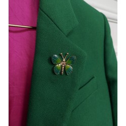 Grossé Broche Dames - Golden Age - Vintage - Goudkleurig - Groen / Blauw Emaillen - Verguld - 32x29 mm