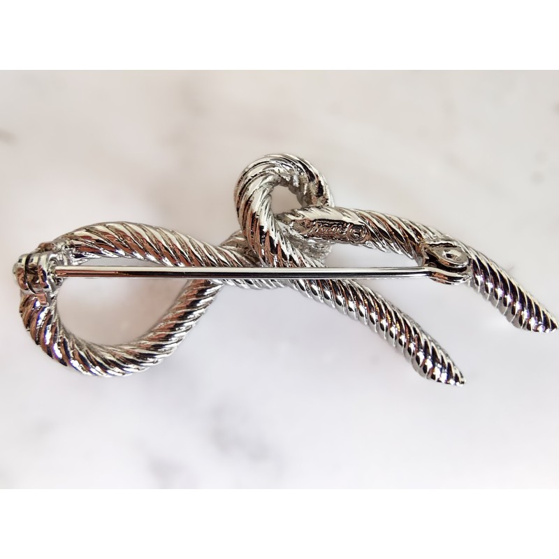 Grossé Broche Dames - Tresor - Zilverkleurig - Strik - Geplatineerd - 54x23 mm