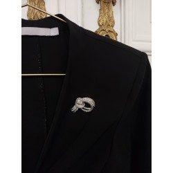 Grossé Brooch - Tresor - Silver Coloured - Crystals - Loop - Platinum Plated - 4x3 cm