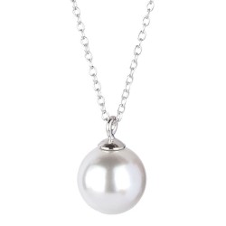 Traveller Collier - Damen - Swarovski Perle - 10 mm weiß - Silber - Länge verstellbar 40 / 45 cm - S7080R
