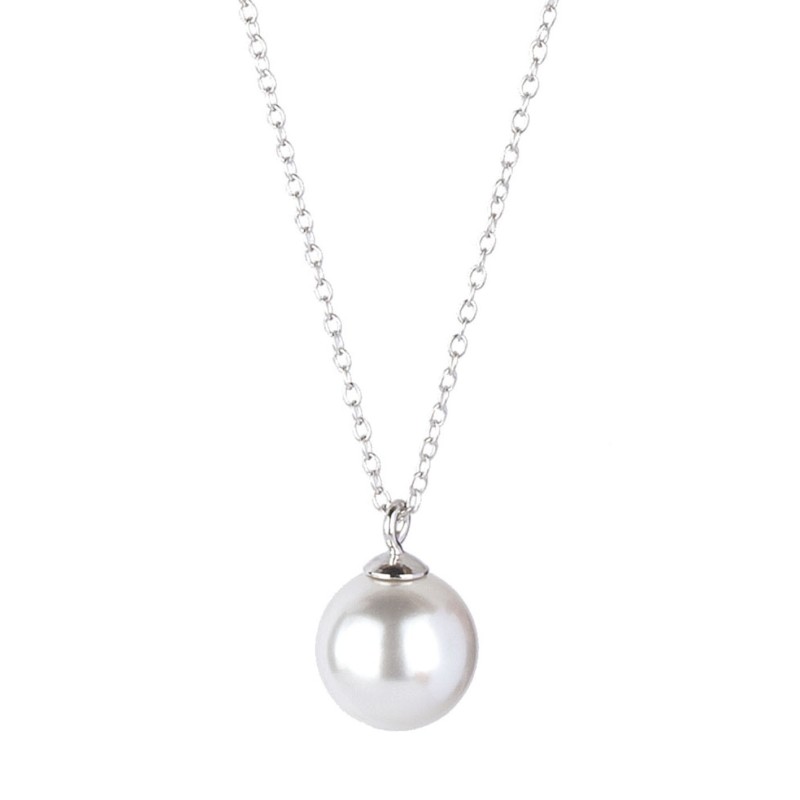 Traveller Necklace - Swarovski Pearl - 10 mm white - Silver - Length adjustable 40 / 45 cm - S7080R