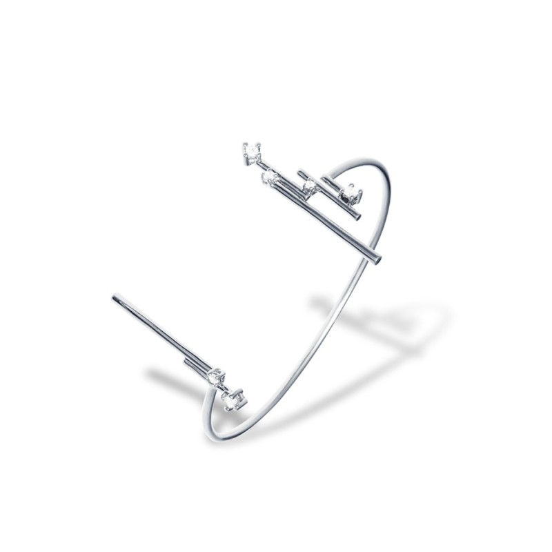 Grossé Bangle - Starlight - Zilverkeurig - Zirconia - Geplatineerd - 48x57 mm - Maat S