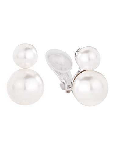 Traveller Clip Earrings with 8/12mm Mallorca pearls Platinum plated - 113105