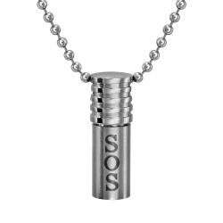 Traveller SOS capsule with Chain - Made in Germany - Stainless steel - 55cm - 171015