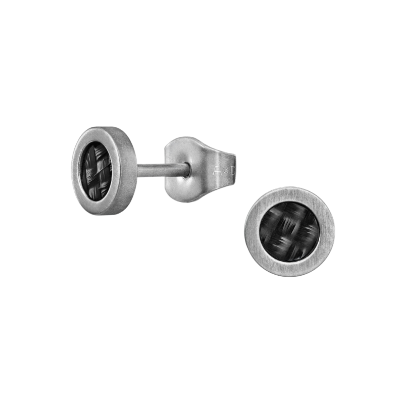 Traveller Ohrstecker - Herren - Made in Germany - Carbon & Edelstahl - Rund 6mm - Haltbar - 171020