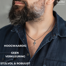 Traveller Kruis Ketting - Heren - Ketting Man - Made in Germany - Edelstaal - Kruis 20x14mm - 50cm lang