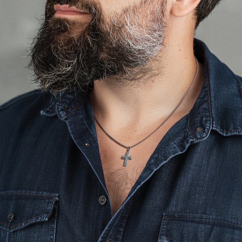 Traveller Kruis Ketting - Heren - Ketting Man - Made in Germany - Edelstaal - Kruis 20x14mm - 50cm lang