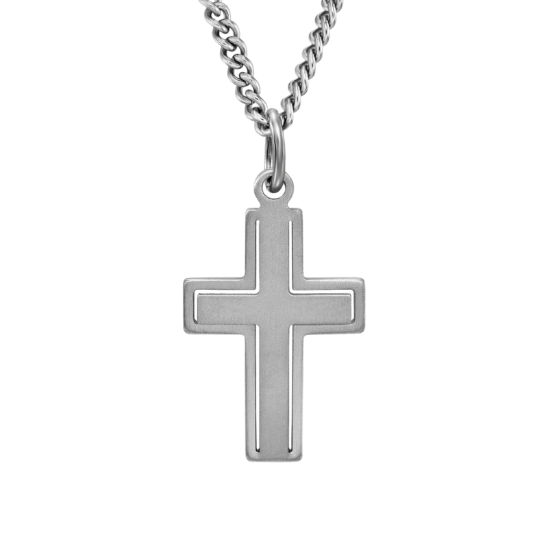 Traveller Kreuz mit Kette - Herren - Made in Germany - Edelstahl - Silberfarben - Haltbar - 50cm - 171021