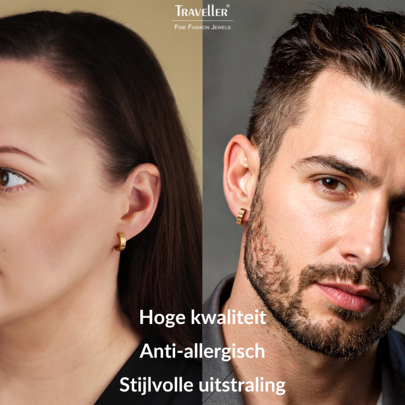 Traveller Oorringen - Unisex - Verguld - Mat - Edelstaal - 14 x 4 mm - 166359