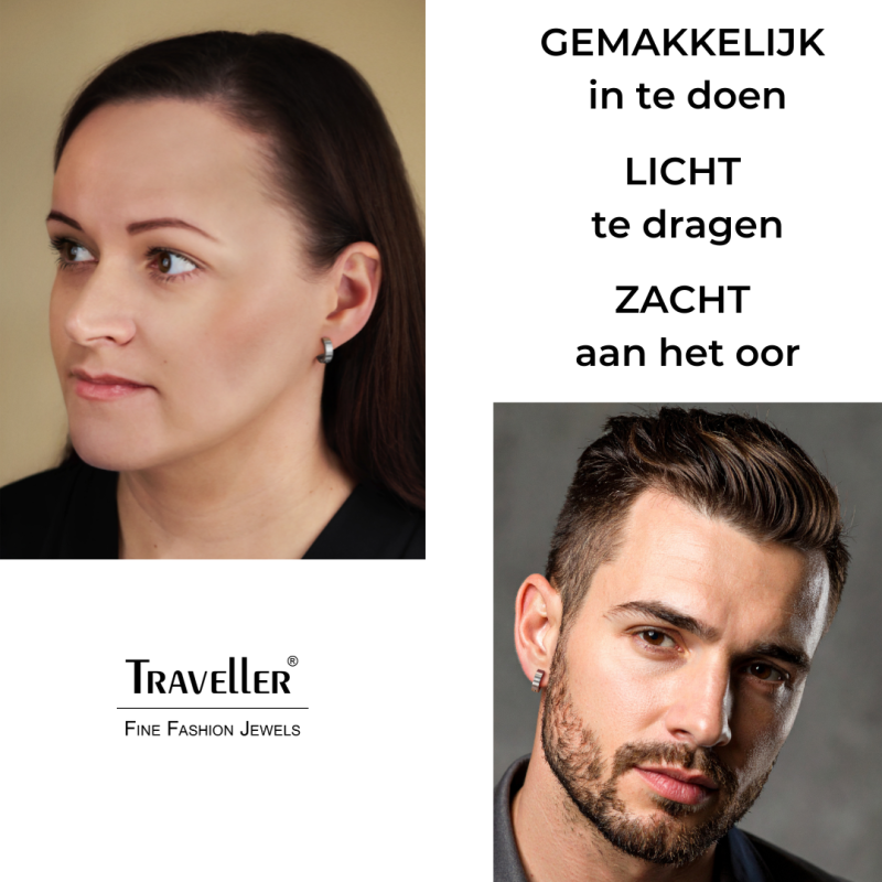 Traveller Oorringen - Unisex - Zilverkleurig - Mat - Edelstaal - 14 x 4 mm - 166360