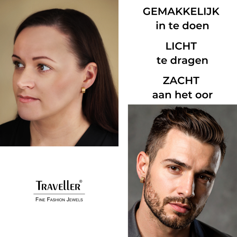 Traveller Oorringen - Unisex - Verguld - Mat - Edelstaal - 14 x 7 mm - 166362