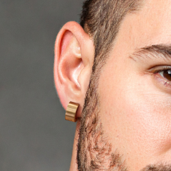 Traveller Hoop Earrings - Unisex - Gold Plated - Matt - Stainless Steel - 14 x 7 mm