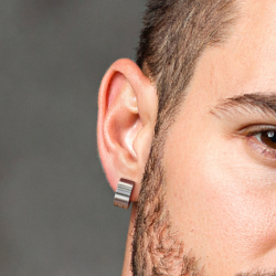 Traveller Hoop Earrings - Unisex - Silver Coloured - Matt - Stainless Steel - 14 x 7 mm