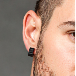 Traveller Hoop Earrings - Unisex - Black - Matt - Stainless Steel - 14 x 7 mm