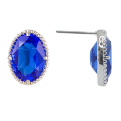 Grossé Earrings - Dazzle - Silver Coloured - Crystal - Majestic Blue - Platinum Plated - 17x13mm