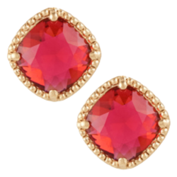 Grossé Stud Earrings - Dazzle - Gold Plated - Crystal - Scarlet Red - 14x14mm