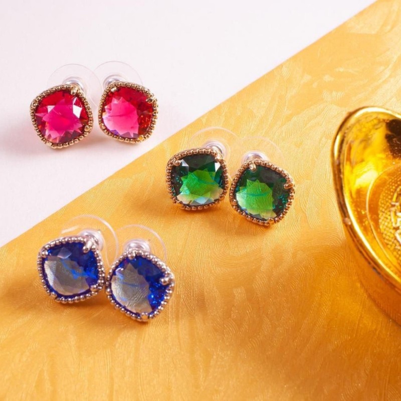 Grossé Oorstekers - Dazzle - Verguld - Kristal - Scarlet Rood - 14x14mm