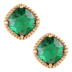 Grossé Stud Earrings - Dazzle - Gold Plated - Crystal - Emerald Green - 14x14mm