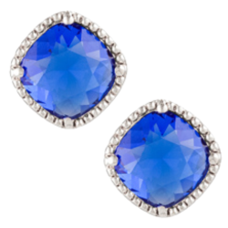 Grossé Stud Earrings - Dazzle - Silver Coloured - Crystal - Majestic Blue - Platinum Plated - 14x14mm