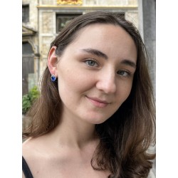 Grossé Stud Earrings - Dazzle - Silver Coloured - Crystal - Majestic Blue - Platinum Plated - 14x14mm