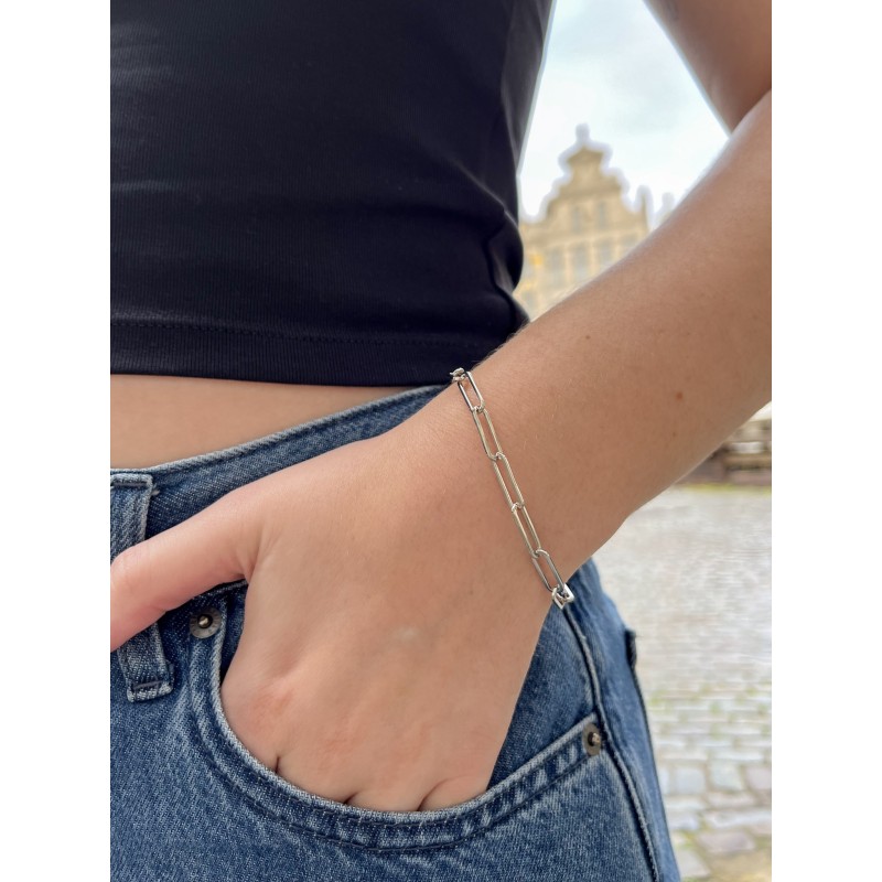 Grossé Armband - Gem Mix - Zilverkleurig - Schakels - Geplatineerd - 19,5cm