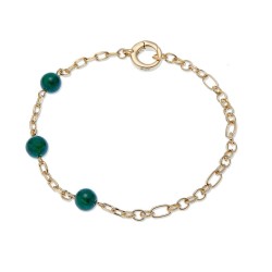 Grossé Bracelet - Gem Mix - Gold Plated - Green Jadeite Gemstones 6mm - 19.5cm