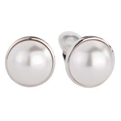 Traveller Clip-on earrings - Pearls - 16 mm - White - Silver Coloured - Platinum Plated - 113374