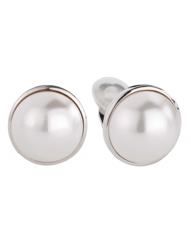 Traveller Clip Earrings with white 16mm pearl Platinum plated - 113374