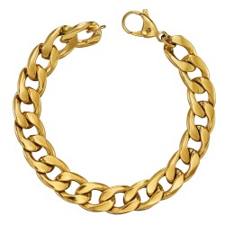 Traveller Bracelet - Men - Stainless Steel - Gold Plated - Link Bracelet - 21x1,10 cm