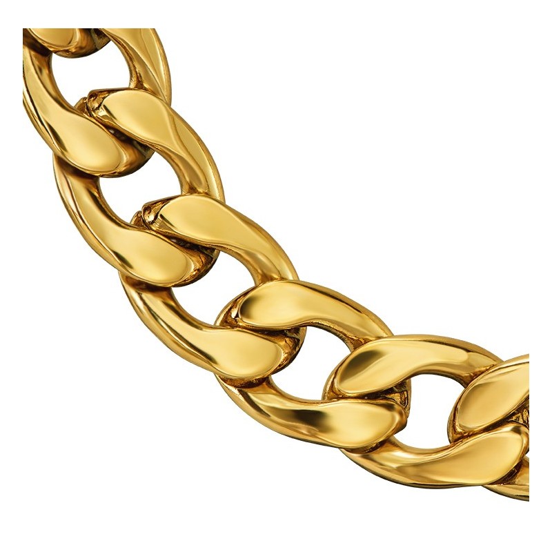 Traveller Armband Heren - Edelstaal - Verguld - Schakelarmband - 21x1,10 cm