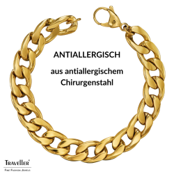 Traveller Armband Heren - Edelstaal - Verguld - Schakelarmband - 21x1,10 cm