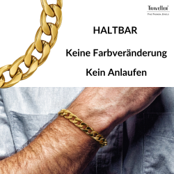 Traveller Armband - Herren - Edelstahl - Vergoldet - Glieder Armband - 21 x 1,10 cm
