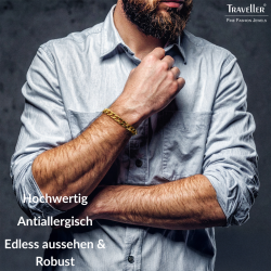 Traveller Armband Heren - Edelstaal - Verguld - Schakelarmband - 21x1,10 cm