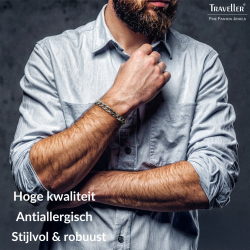 Traveller Armband Heren - Edelstaal - Zilverkleurig - Schakelarmband - 21x1,10 cm