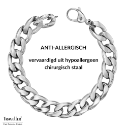 Traveller Armband Heren - Edelstaal - Zilverkleurig - Schakelarmband - 21x1,10 cm