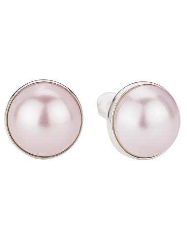 Traveller Clip Earrings with rose 16mm pearl Platinum plated - 113377